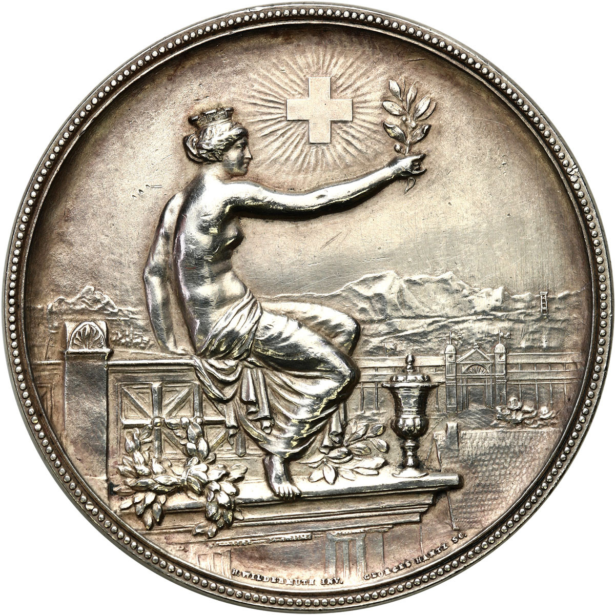 Szwajcaria. Medal Festiwal strzelecki w Winterthur 1895, Zürich.